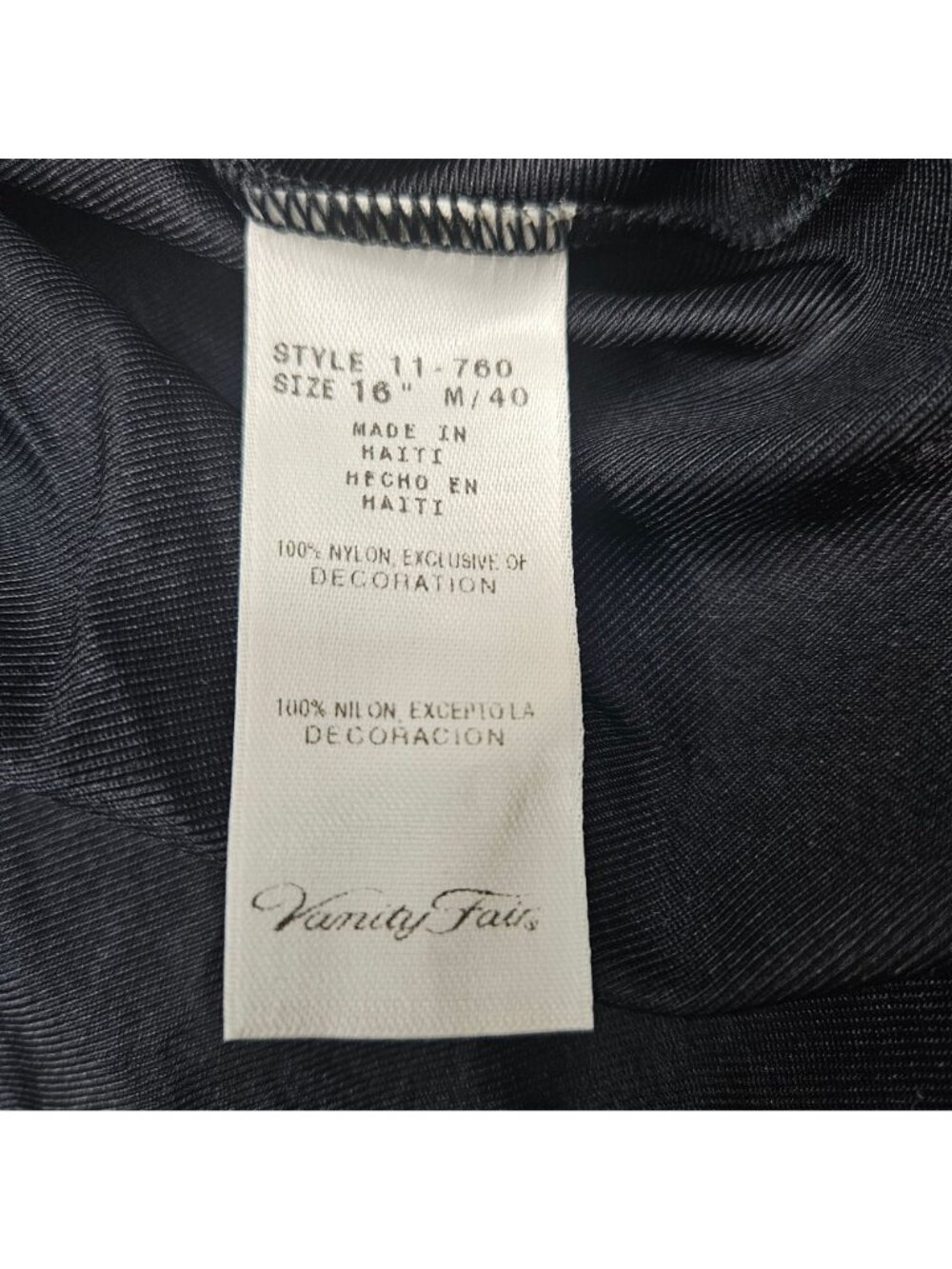 Vanity Fair Black Half Slip Skirt Nylon Lace Hem 16" Medium mini length - Picture 5 of 6